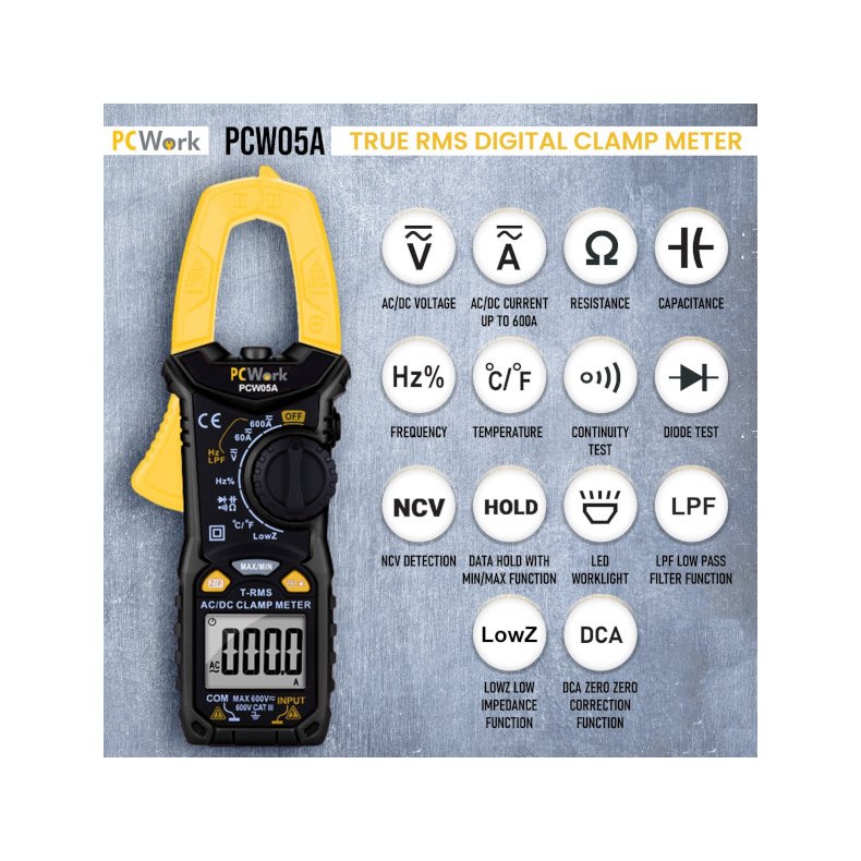 Tangamperemeter VAC/VDC. AAC/ADC TRMS CATIII 600V NCV
