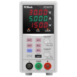 Laboratoriestrmforsyning 0-50V 0-6A 150W m. hukommelse USB 5V/2A