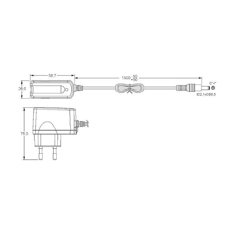 Switch-mode 230Vac/5Vdc 1.5A 7.5W strmforsyning