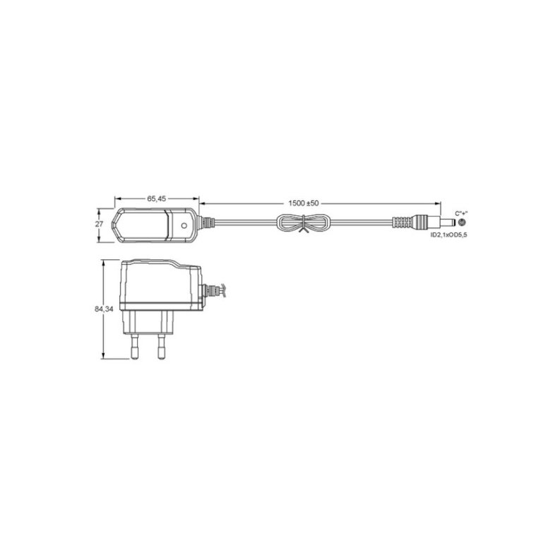Switch-mode 230Vac/12Vdc 1A 12W strmforsyning