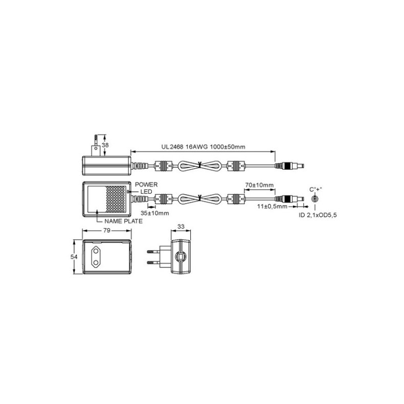 Switch-mode 230Vac/12Vdc 3A 36W strmforsyning