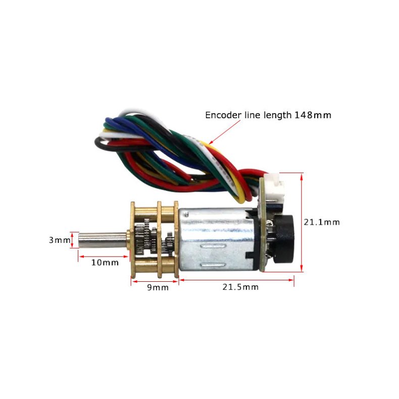 GEAR MOTOR N20 6VDC m. ENCODER 750RPM