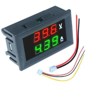 Digitalt volt- og amperemeter 100V/10A DC rd/grn