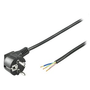 Netledning med Schuko stik/tom sort 4m 