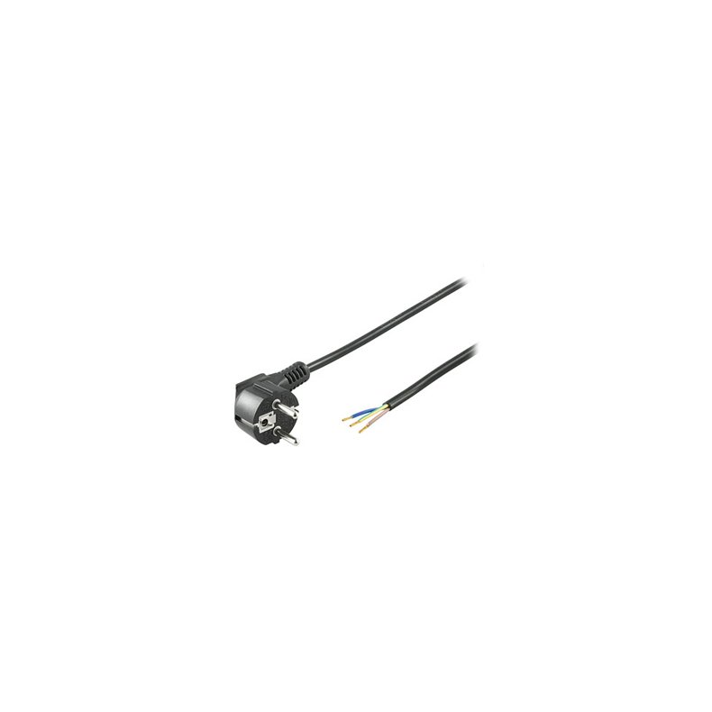 Netledning med Schuko stik/tom sort 4m 