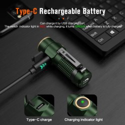 NICRON Genopladeligt GRN minilys 1200 lm magnet Clip 