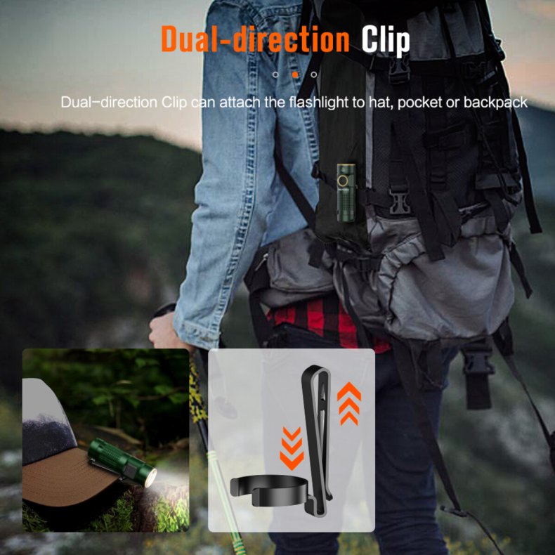 NICRON Genopladeligt GRN minilys 1200 lm magnet Clip 