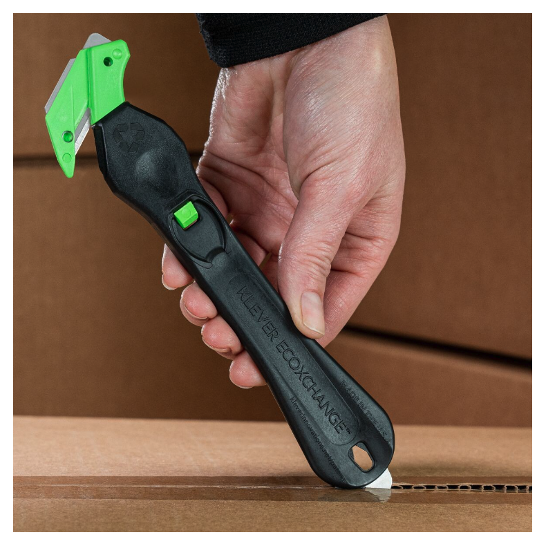 KLEVER ECO-XCHANGE35 sikerhedskniv med enkeltsk�r/ h�ndtag i 100% genbrugsmateriale