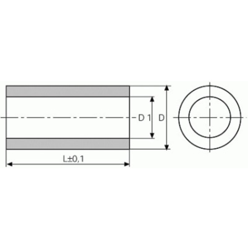 AFSTANDSRR SORT PVC L=10mm 7 3.6