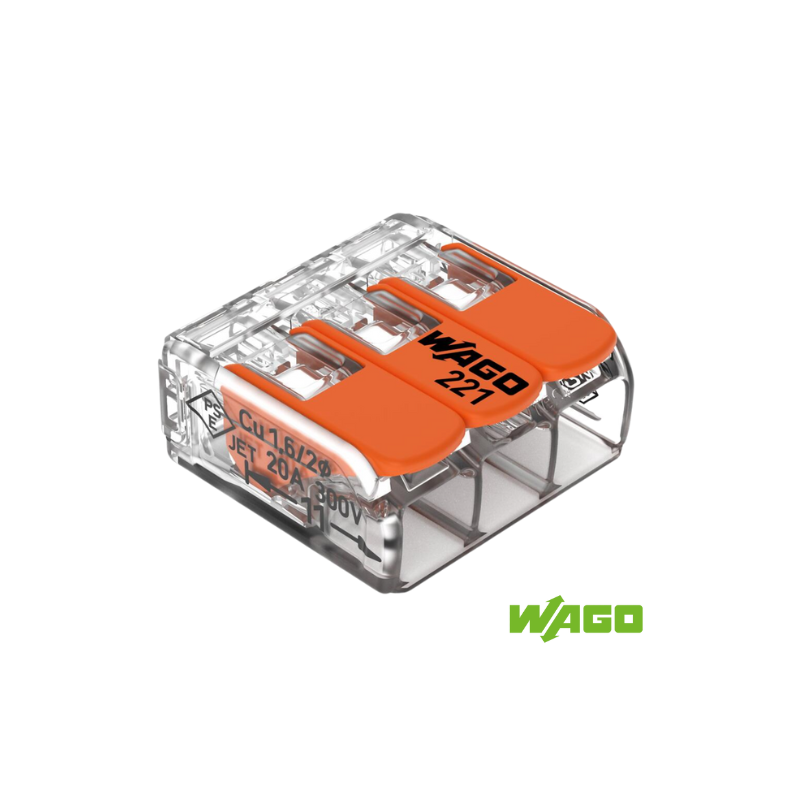 SAMLEMUFFE 3pl WAGO 221-413 3x0.2-4mm 450V/32A