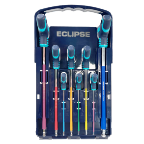 Eclipse farvekodede unbrako T-ngler m/kugle 2-10 mm med ergonomisk greb, inkl stander/kasse