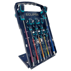Eclipse farvekodede unbrako T-ngler m/kugle 2-10 mm med ergonomisk greb, inkl stander/kasse