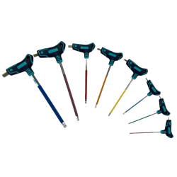 Eclipse farvekodede unbrako T-ngler m/kugle 2-10 mm med ergonomisk greb, inkl stander/kasse