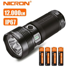 NICRON Genopladelig X-treme hndlygte 12.000 lumen