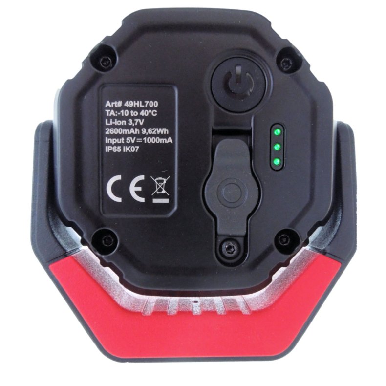 HAJ LIGHT genopladelig mini-arbejdslampe 700 lumen, roterbar magnetarm, USB oplader, 3 lysstyrker