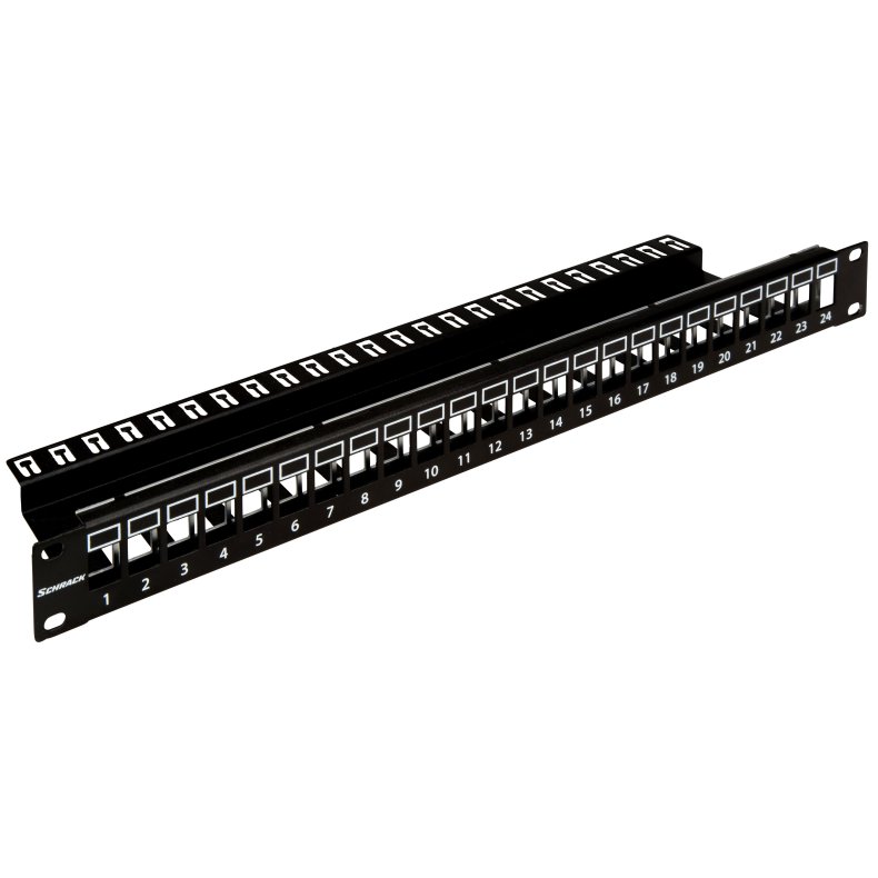 19" Patchpanel til 24 moduler, SFA/SFB, Schrack, 1U, Sort