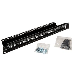 19" Patchpanel til 24 moduler, SFA/SFB, Schrack, 1U, Sort