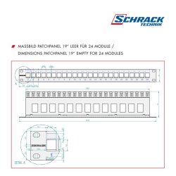 19" Patchpanel til 24 moduler, SFA/SFB, Schrack, 1U, Sort