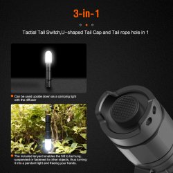 NICRON genopladelig stavlygte 1300 lm, IPX8 vandtt, USB-C kabel, lyshtte