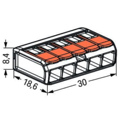 SAMLEMUFFE 5pl WAGO 221-415 5x0.2-4mm 450V/32A