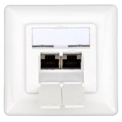 Dataudtag 2xRJ45 afsk�rmet Cat.6, UAE, 80x80mm