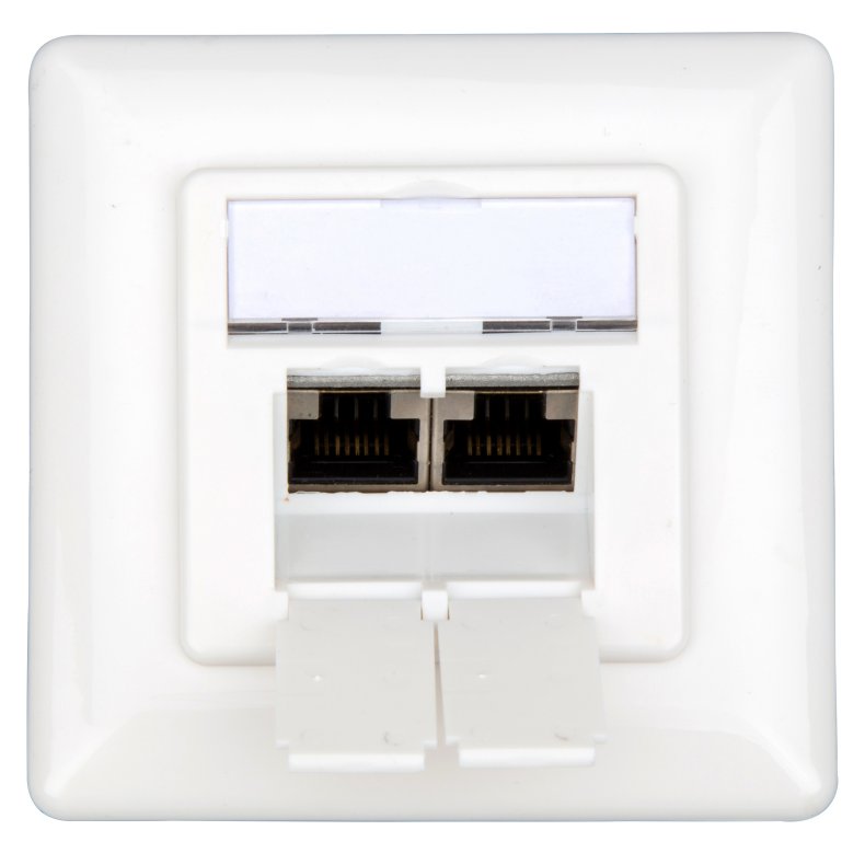 Dataudtag 2xRJ45 afsk�rmet Cat.6, UAE, 80x80mm