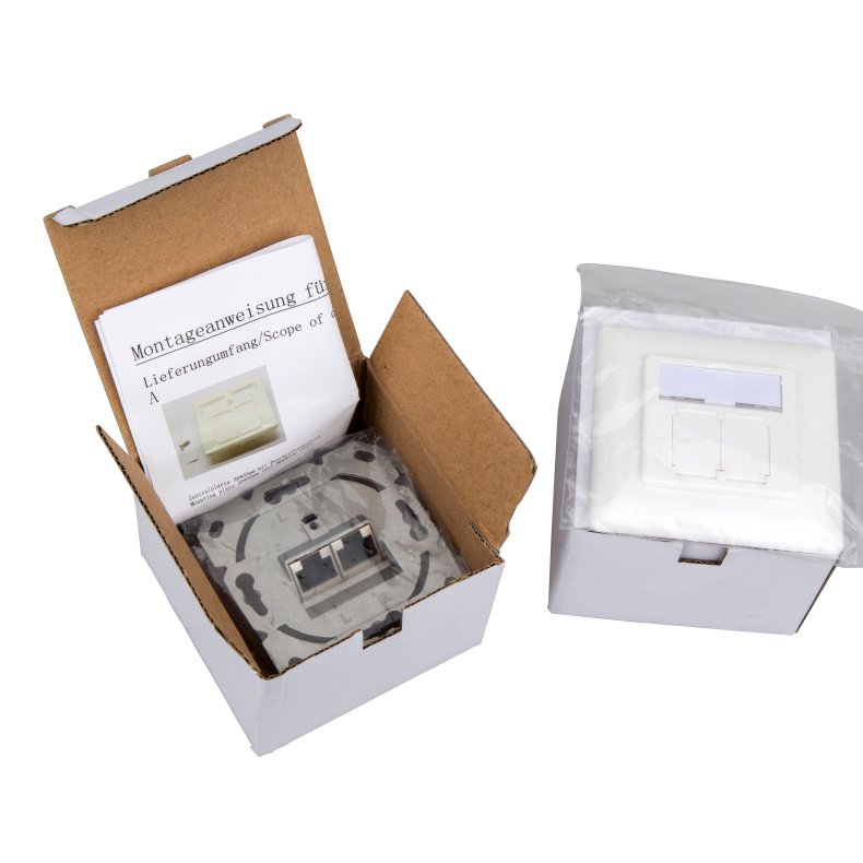 Dataudtag 2xRJ45 afsk�rmet Cat.6, UAE, 80x80mm